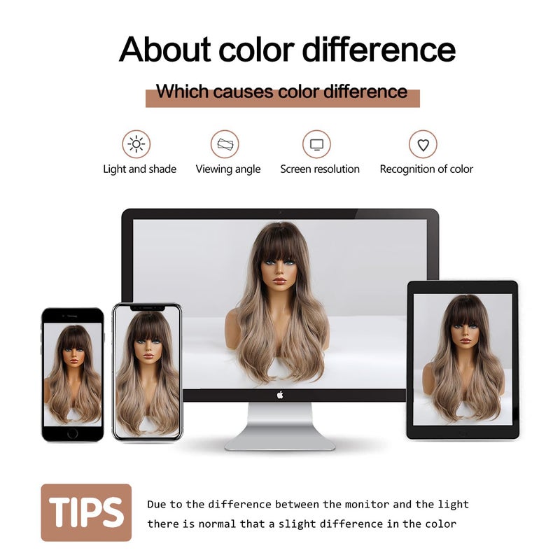 Esmee Long Wavy Dark Blonde Wigs for Women Natuaral Synthetic Hair Heat Resistant Ombre Wig for Daily Party Cosplay Use - Image 5